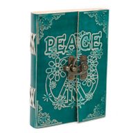 Шкіряний Блокнот Зелений  із Замком "Peace" 18х13 см