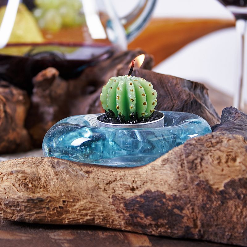 Розплавлене Скло поверх Дерева - Підсвічник