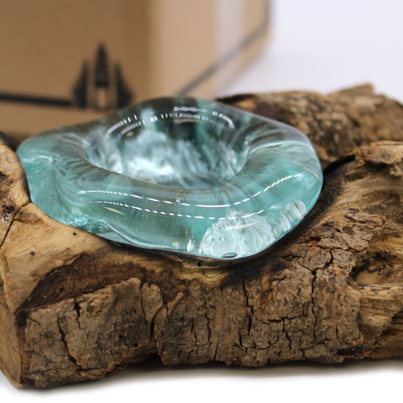 Розплавлене Скло поверх Дерева - Підсвічник