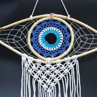 Середній Захисний Ловець Снів - Макраме Назар - Синій/Білий/Чорний