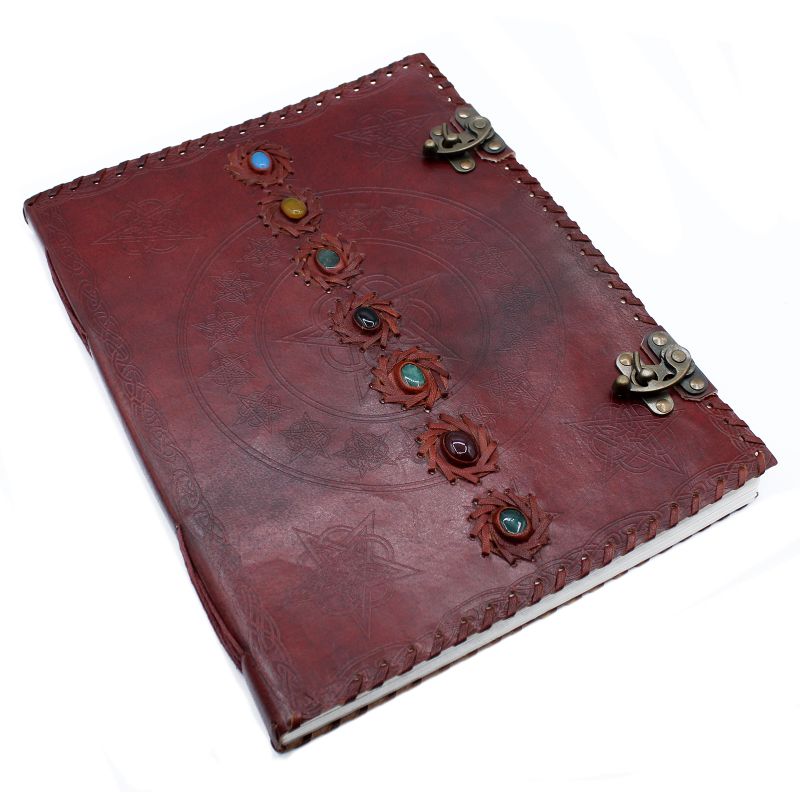 Шкіряна Записна Книга з 7 Чакрами 25х32,5 см