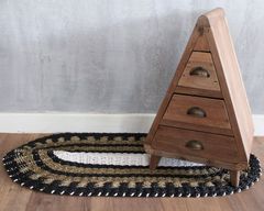 Овальний Килим з Морської Трави Чорний, Білий та Бежевий 60x120 см- Класичний