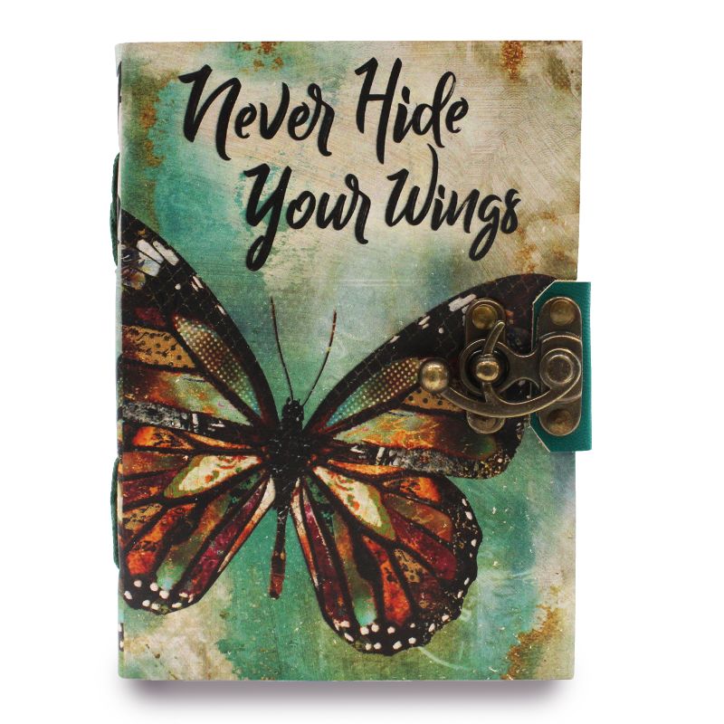 Шкіряний Блокнот "Never Hide Your Wings" із Необрізаним Краєм 18х13 см