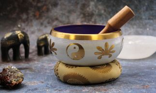 Набір з Великою Співаючою Чашею (Біло-Фіолетова) 14 см - Їнь-Янь