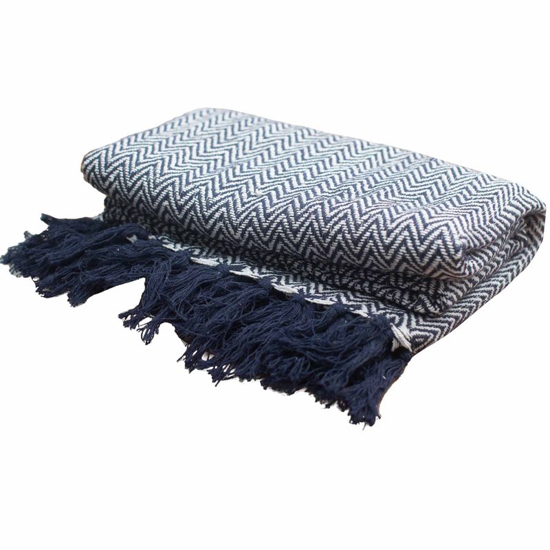 Плед Boho Comfort 125x150 см - Темно-синій Зигзаг