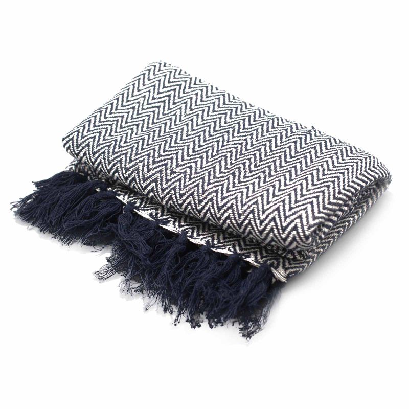 Плед Boho Comfort 125x150 см - Темно-синій Зигзаг