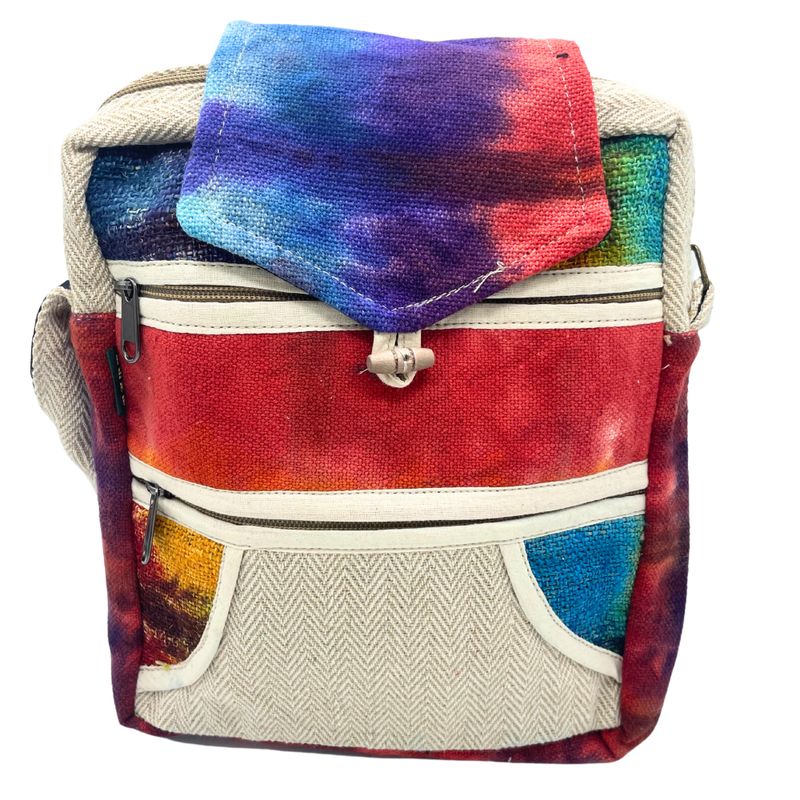 Конопляна Сумка-месенджер в Стилі Тай-дай з Двома Блискавками та Клапаном