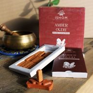 Ishom - Натуральні Арома-цеглинки для Обкурювання з Підставкою (15 шт) - Амбра та Уд