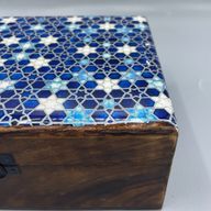 Велика Скринька з Керамічною Глазур’ю 20x15x7.5 см - Блакитні Зірки