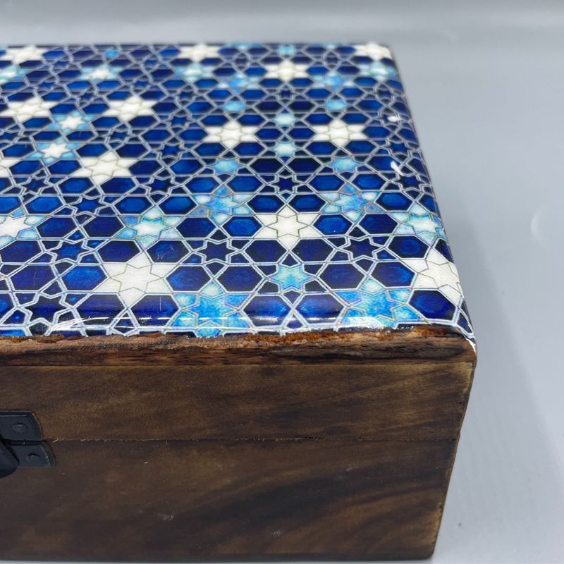 Велика Скринька з Керамічною Глазур’ю 20x15x7.5 см - Блакитні Зірки
