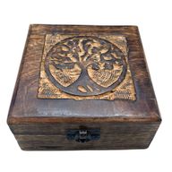 Квадратна Дерев'яна Шкатулка 13x13x6 см - Дерево Життя
