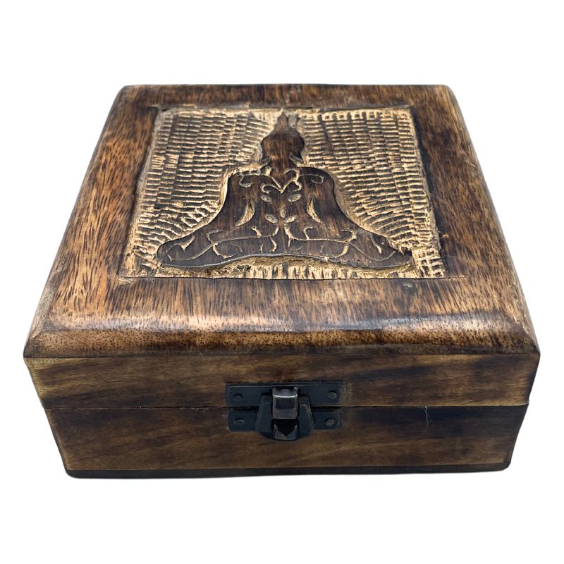 Квадратна Дерев'яна Шкатулка 13x13x6 см - Будда