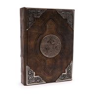 Записна Книга з Коричневої Шкіри із Необрізаним Краєм - Декор з Цинку "Пентаграма" 26×18 см