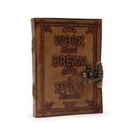 Шкіряний Блокнот Світло-Пісочний "Work & Dream Big" 18х13 см