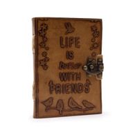 Шкіряний Блокнот Світло-Пісочний "Life is Better with Friend" 18х13 см