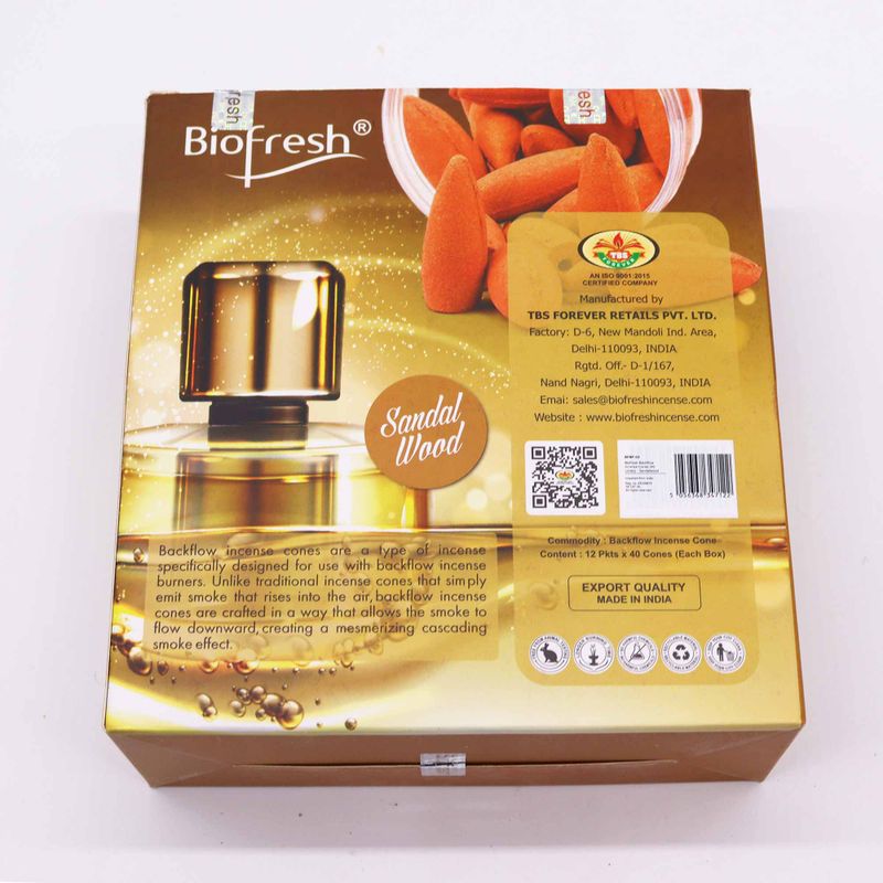 Biofresh Конуси Пахощів зі Зворотним Потоком (40 шт.) - Сандалове Дерево