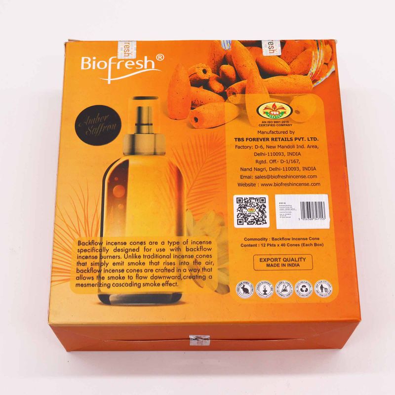 Biofresh Конуси Пахощів зі Зворотним Потоком (40 шт.) - Амбра та Шафран