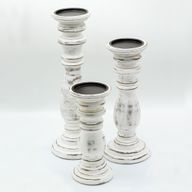 Класичний Дерев'яний Підсвічник Великий 37x10 cм - Вибілений