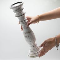 Класичний Дерев'яний Підсвічник Великий 37x10 cм - Вибілений