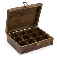 Різьблена Коробки для Чаю з Дерева Манго (12 відділень) - 30х23x10 см