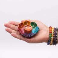 Стеатитова Мала Підставка "Квітка Лотоса" r 7.5 x 2.5 cm - Кольори Чакр