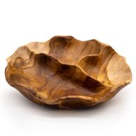 Гладка Кругла Чаша з Тикового Дерева на 3 Секції - 30x5,5 см