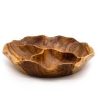Гладка Кругла Чаша з Тикового Дерева на 3 Секції - 30x5,5 см