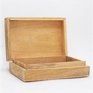 Середня Прямокутна Шкатулка 21,5×14×6,3 см - Обличчя Будди - Вибілена