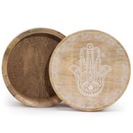 Велика Кругла Шкатулка 17,5×7,5 см - Хамса - Вибілена