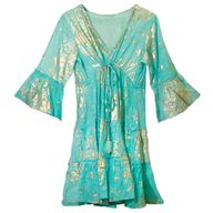 Nomad Sari - Сукня з Ручним Розписом "Золоті Корали" M/L- Бірюзовий, Золотий