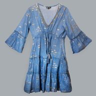 Nomad Sari  - Сукня з Ручним Розписом "Золоті Рибки" M/L - Золотий, Глибокий Синій