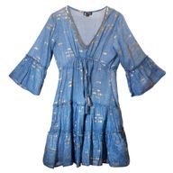 Nomad Sari  - Сукня з Ручним Розписом "Золоті Рибки" M/L - Золотий, Глибокий Синій