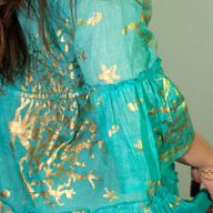 Nomad Sari - Сукня з Ручним Розписом "Золоті Корали" M/L- Бірюзовий, Золотий