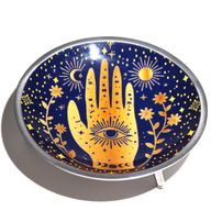 Емальована Тарілка для Підношень – "Hamsa" Опівнічно-Синій
