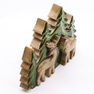 Загублений у Лісі - Дерев'яна 3D Декорація "Два Оленя у Лісі" - 18x23 см