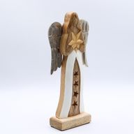 Великий Зоряний Ангел з Мангового Дерева з Металевими Крилами 30 см - Декор з Емалі