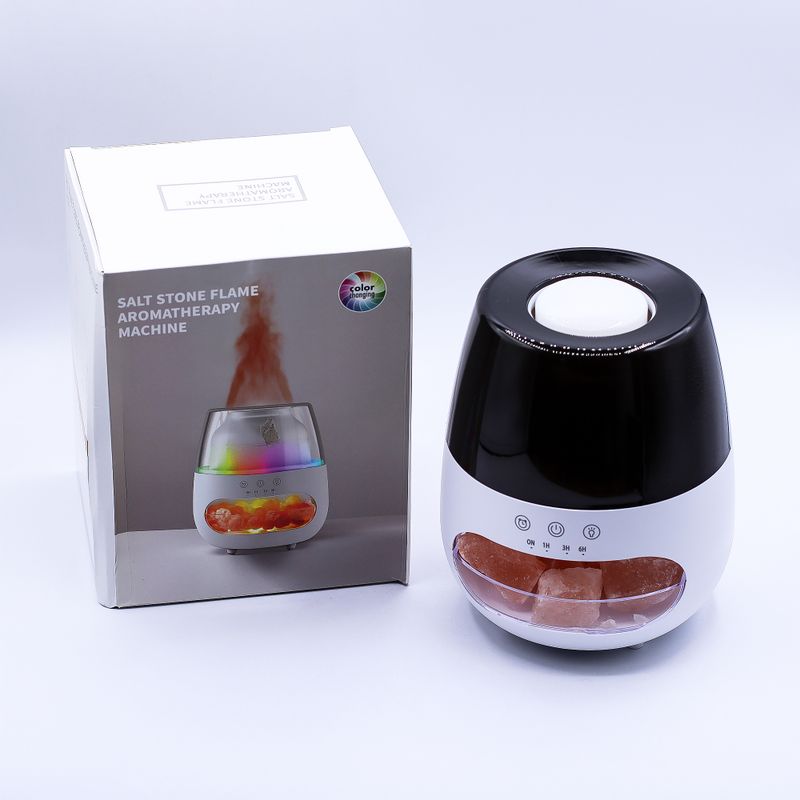 Аромадифузор Білий USB-С - Соляний Камінь з Ефектом Полум'я - Зміна Кольору, Таймер