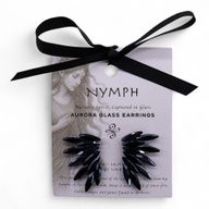 Nymph Aurora Сережки Скляні Довгі - Феї - Глибокий Чорний