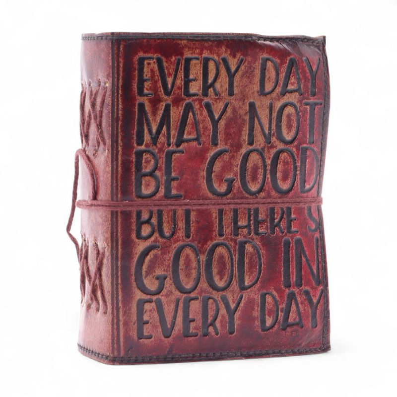 Шкіряний Блокнот "Every Day May Not Be Good" із Необрізаним Краєм 13х10 см