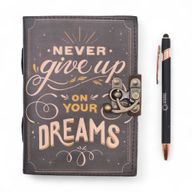 Шкіряний Блокнот "Never Give Up On Your Dreams" - 200 Сторінок 18х13 см