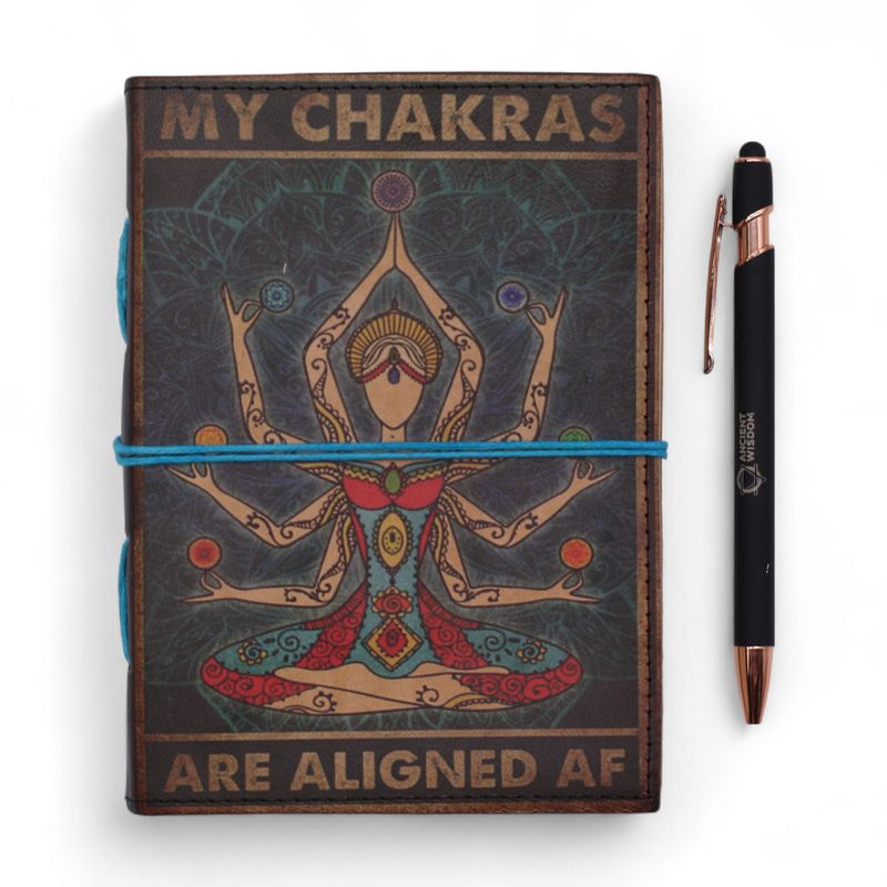 Шкіряний Блокнот із Принтом " My Chakras are Aligned AF" - 200 сторінок 17,5х13 см