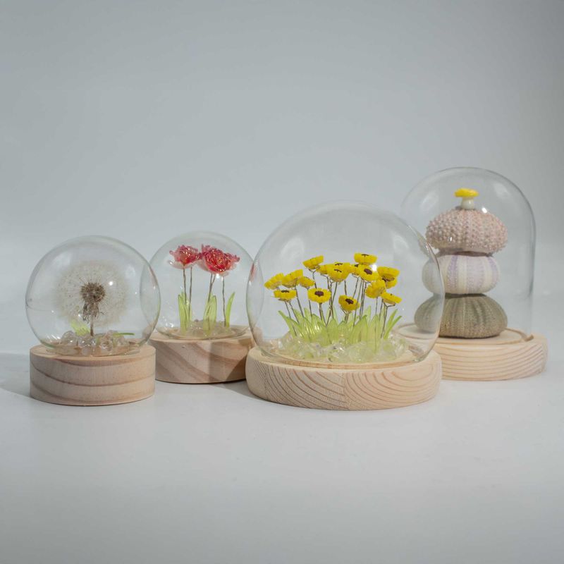 Скляна Куля з Квітками - 20 Соняшників - LED, USB