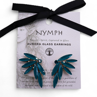 Nymph Aurora Сережки Скляні Довгі - Феї - Бірюзово-Зелені