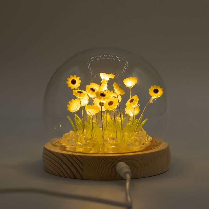 Скляна Куля з Квітками - 20 Соняшників - LED, USB