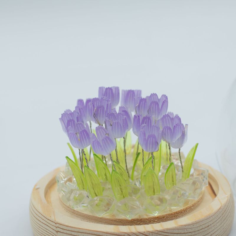 Скляна Куля з Квітками -  20 Тюльпанів - LED, USB