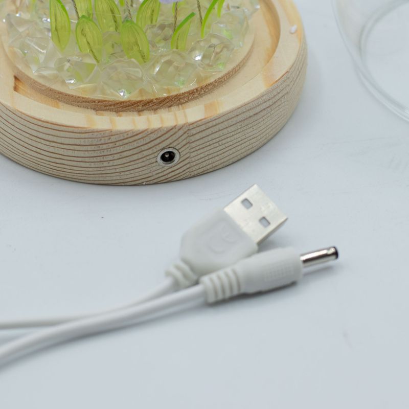Скляна Куля з Квітками -  20 Тюльпанів - LED, USB