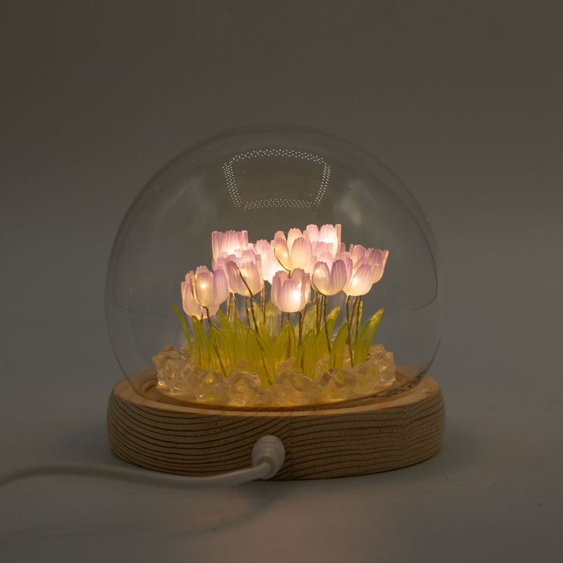 Скляна Куля з Квітками -  20 Тюльпанів - LED, USB