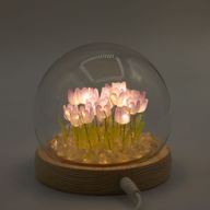 Скляна Куля з Квітками -  20 Тюльпанів - LED, USB