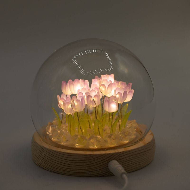 Скляна Куля з Квітками -  20 Тюльпанів - LED, USB