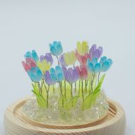 Скляна Куля з Квітками - 20 Багатокольорових Тюльпанів - LED, USB